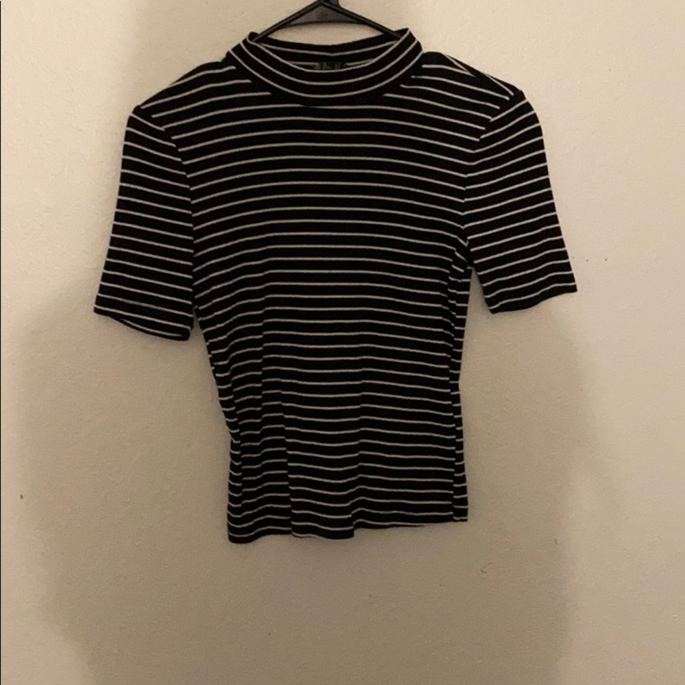 Striped b&w mock t-shirt!